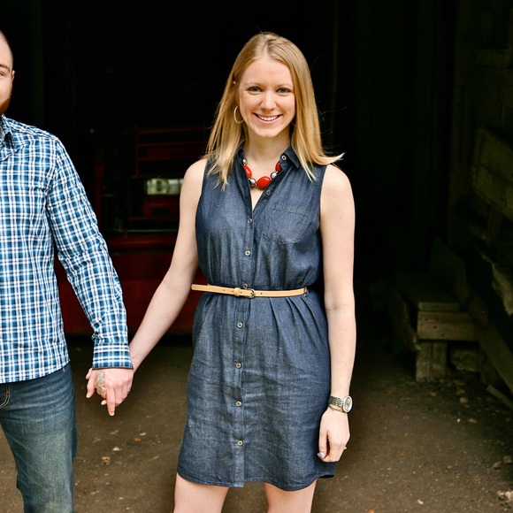 Sleeveless button up denim dress with belt - Picture 4 of 4